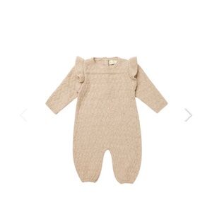 Quincy Mae Long Sleeve Mira Knit Romper || Shell 18-24M
